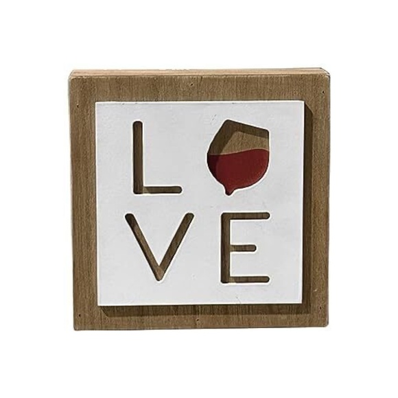 New LOVE Wood Block Box Sign 2-Dimensional Home Décor Red Wine - Picture 2 of 15